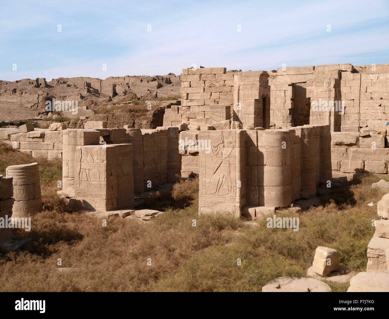 TEMPLO DE DENDERA, DEDICADO A LA DIOSA HATHOR: MAMMISI DE NECTANEBO I. Stockfoto