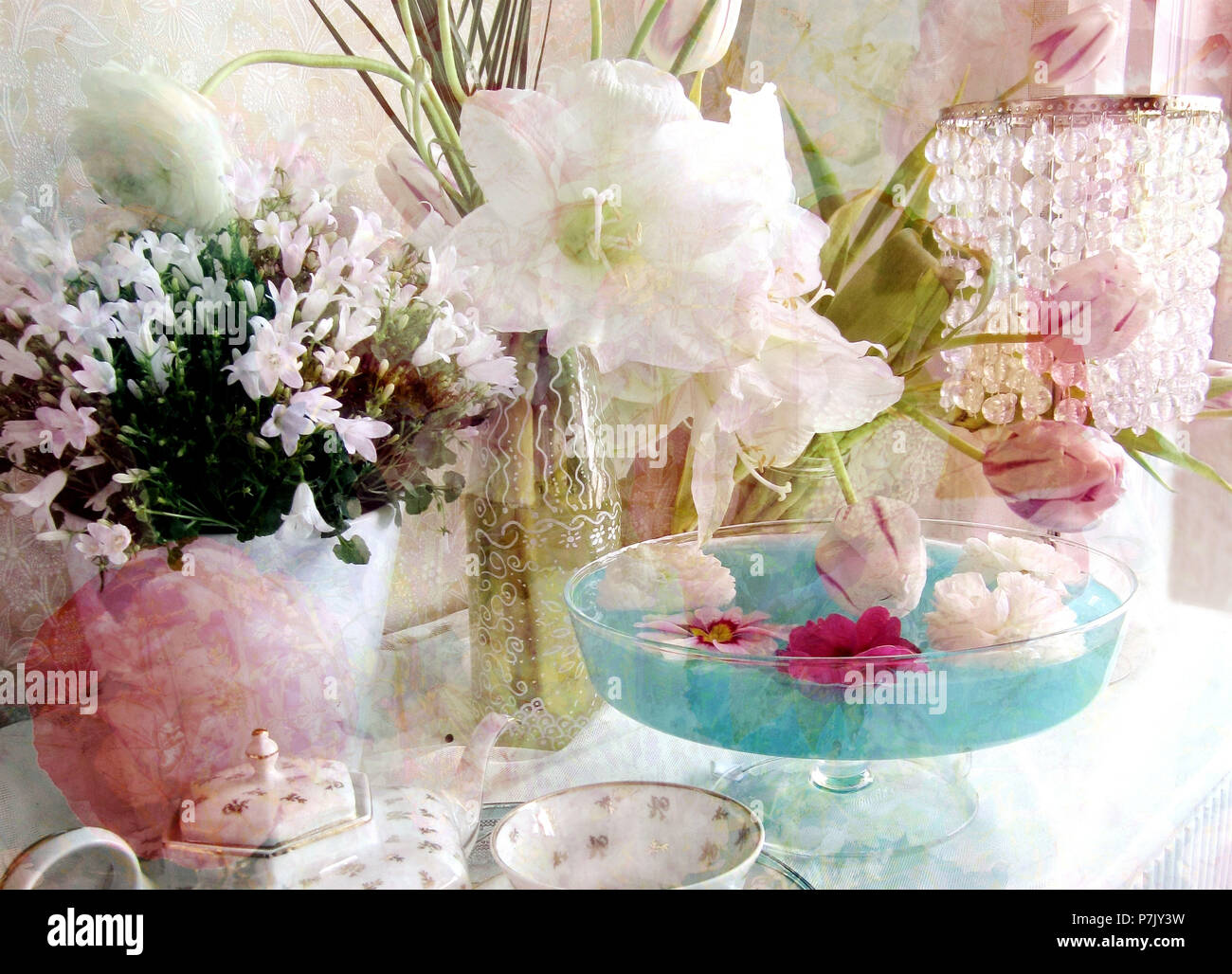 Komponieren, still life, Blüten, Amaryllis, Blume, Schüssel, Stockfoto