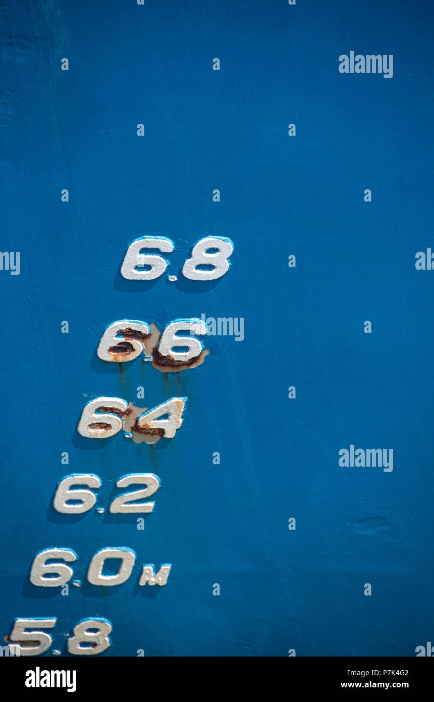 Detail der Entwurf eines Schiffes Markierungen Stockfoto