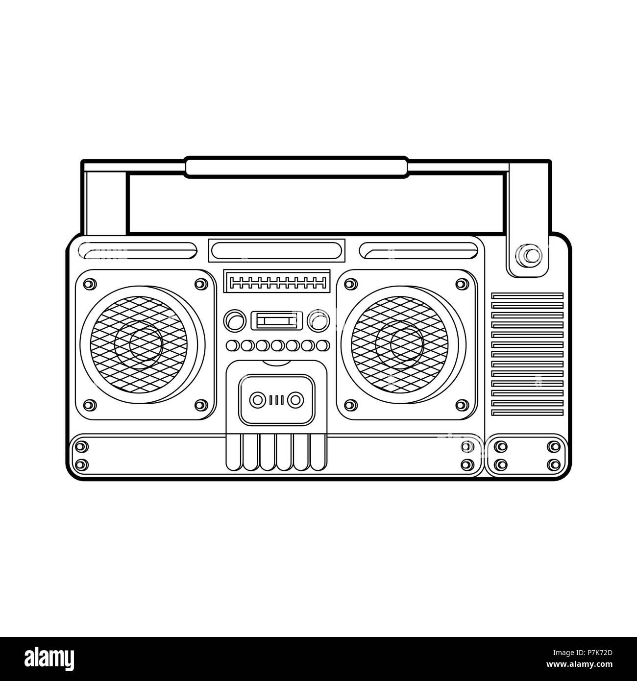 Boombox retro isoliert. tape recorder Vector Illustration Stock Vektor