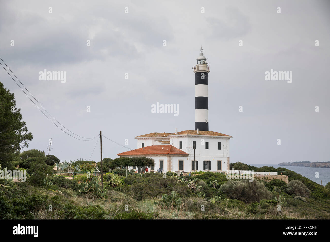 Leuchtturm in Portocolom, Mallorca, Balearen, Spanien Stockfoto