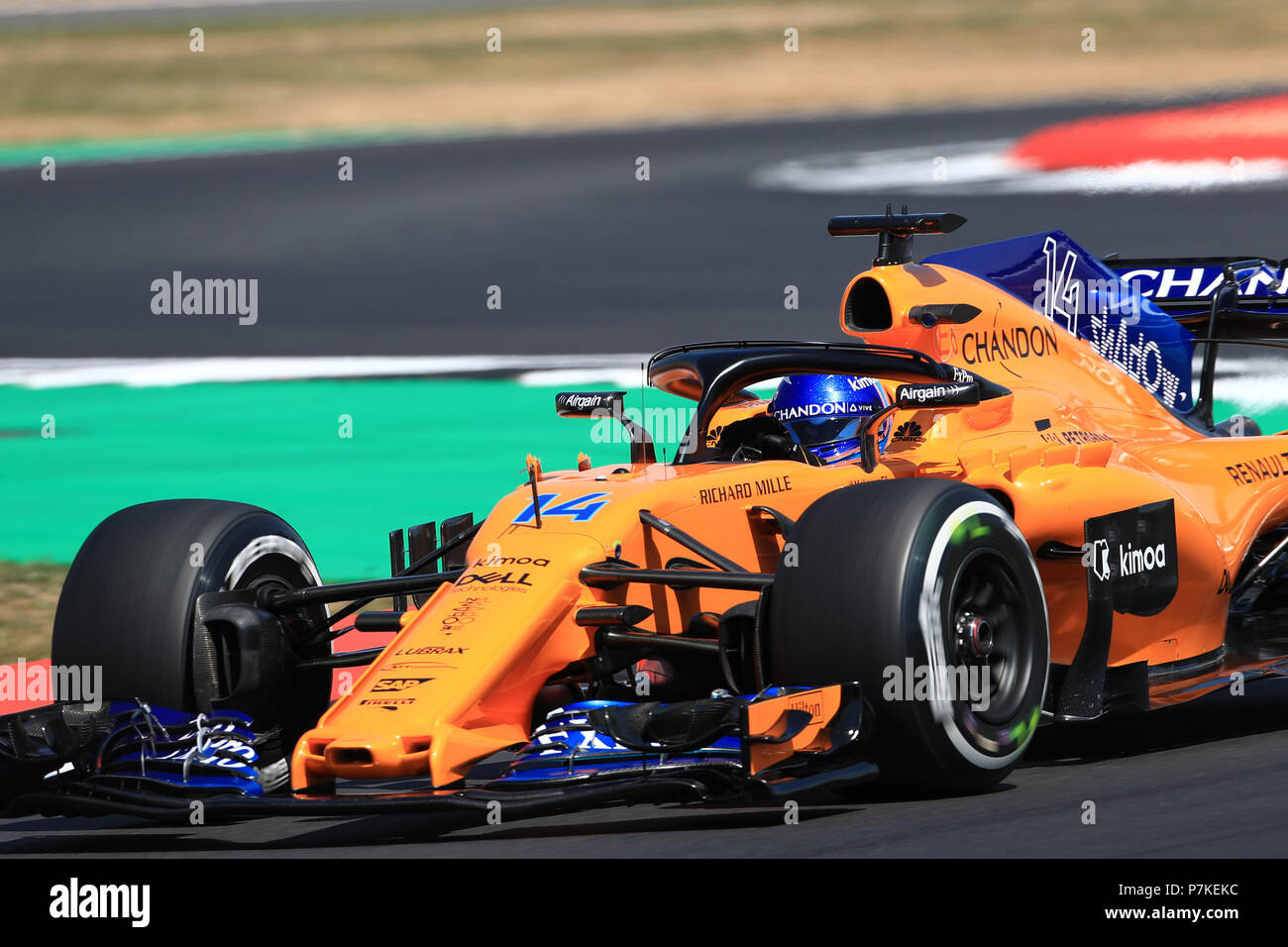 Silverstone Circuit, Silverstone, Großbritannien. 6. Juli, 2018. Britische Formel 1 Grand Prix, Freitag Freies Training; McLaren, Fernando Alonso Credit: Aktion plus Sport/Alamy leben Nachrichten Stockfoto