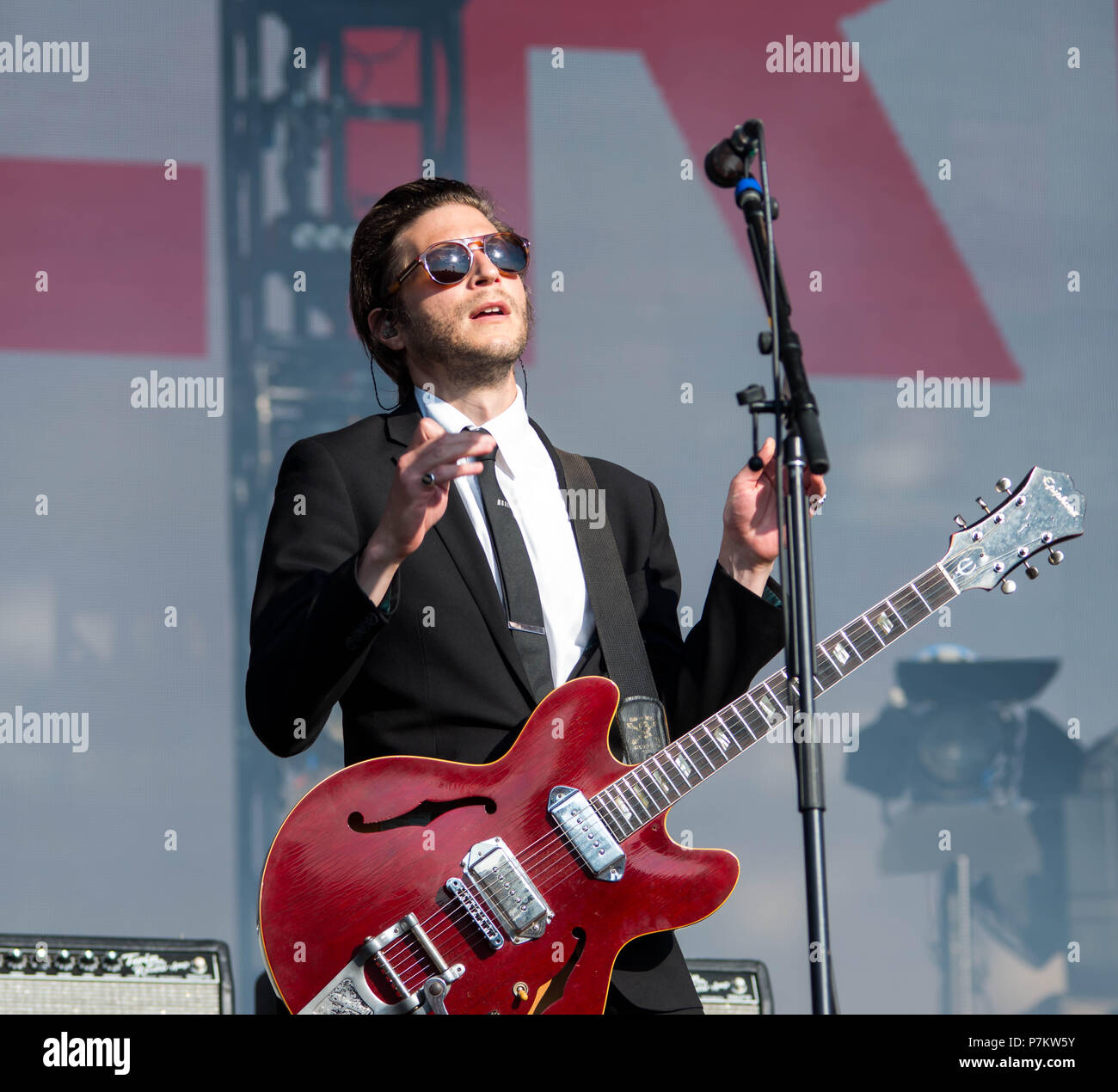 Hyde Park, London, Vereinigtes Königreich. 7. Juli 2018. Daniel Alexander Kessler von Interpol führt an Tag 2 von Barclaycard präsentiert Britische Sommerzeit im Hyde Park. Michael Tubi/Alamy leben Nachrichten Stockfoto