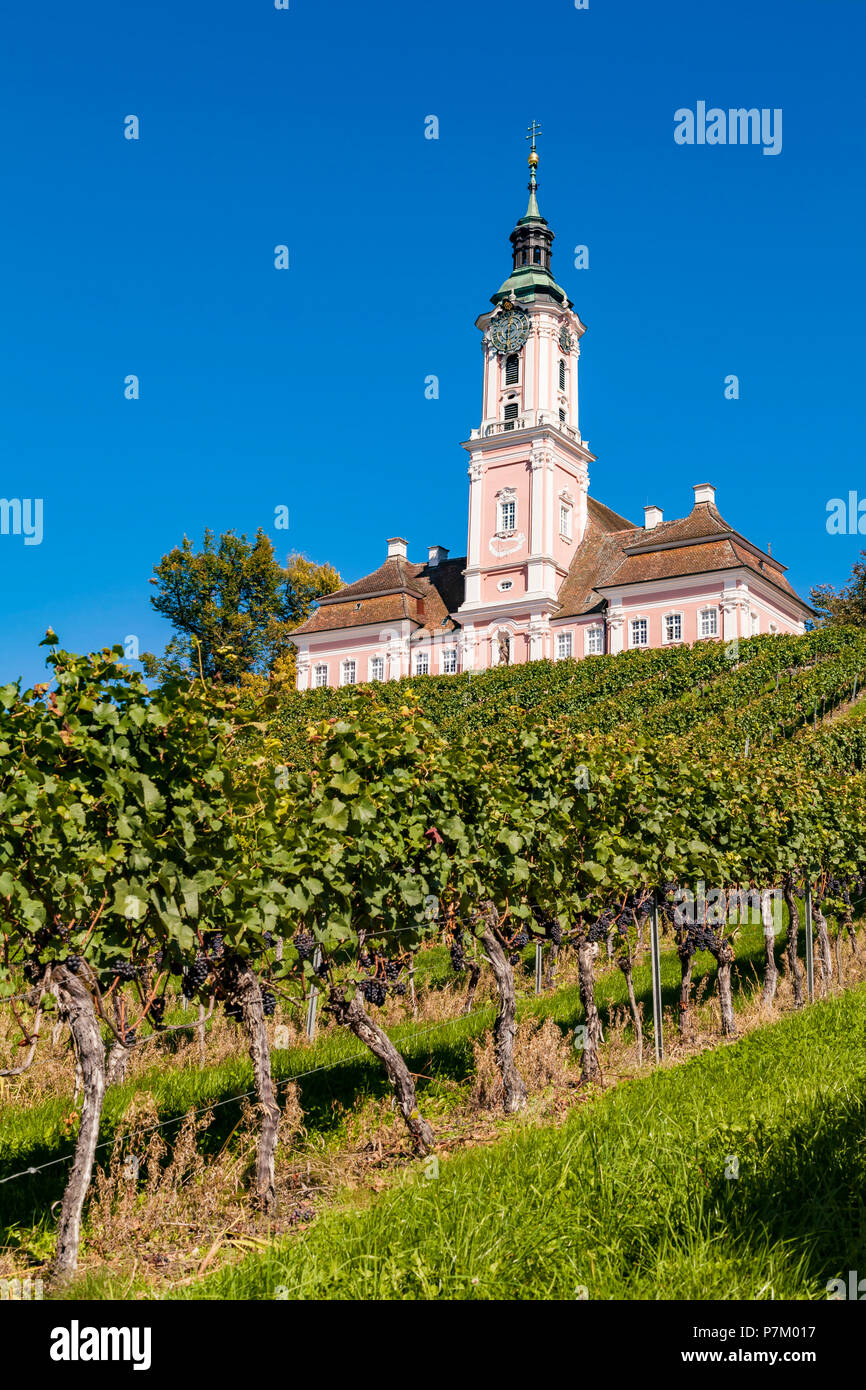 Deutschland, Baden-Württemberg, Bodensee, Wallfahrtskirche Birnau, barocke Kirche. Stockfoto