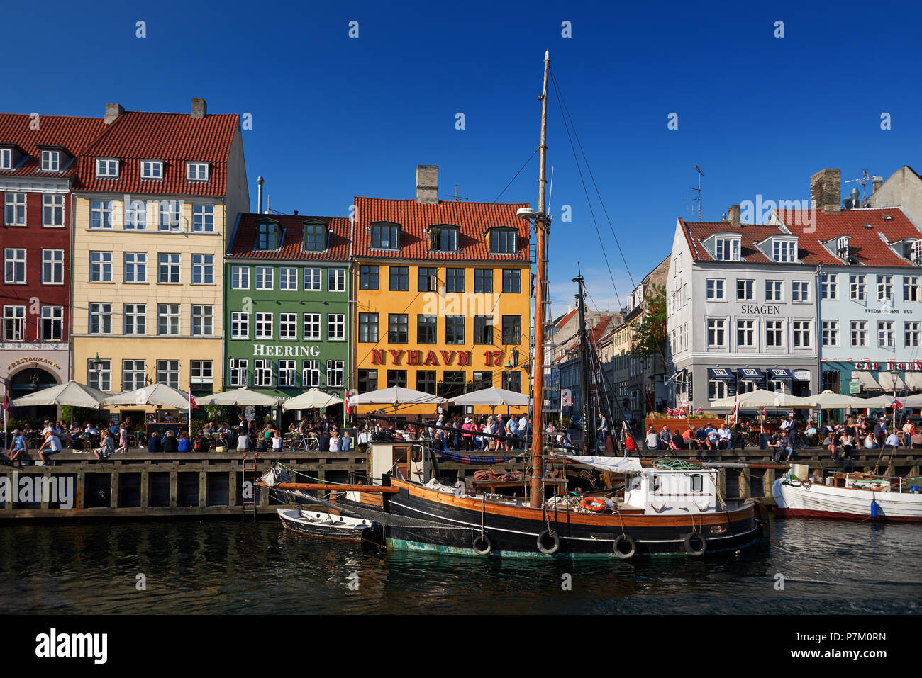 Touristische distric Nyhavn, Hauptstadt von Dänemark Kopenhagen Stockfoto