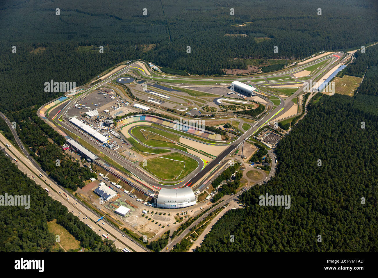 Hockenheimring Baden-Württemberg, ehemaliger Hockenheimring, ehemaliger Kurpfalzring, Rennstrecke, DTM-Rennstrecke, ehemalige Formel 1 Rennstrecke, Hockenheim, Baden-Württemberg, Deutschland Stockfoto