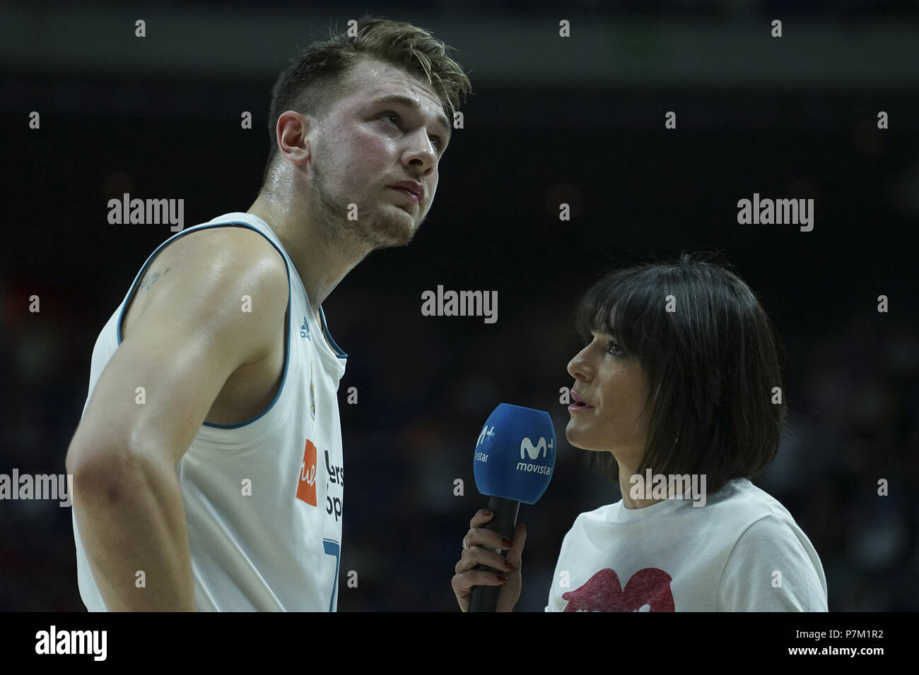 Von Real Madrid Luka Doncic während des Zweiten ACB League Playoff Halbfinale zwischen Real Madrid und Herbalife Gran Canaria am Wizink Center Mit: Luka Doncic Wo: Madrid, Spanien Wann: 05 Jun 2018 Credit: Oscar Gonzalez/WENN.com Stockfoto