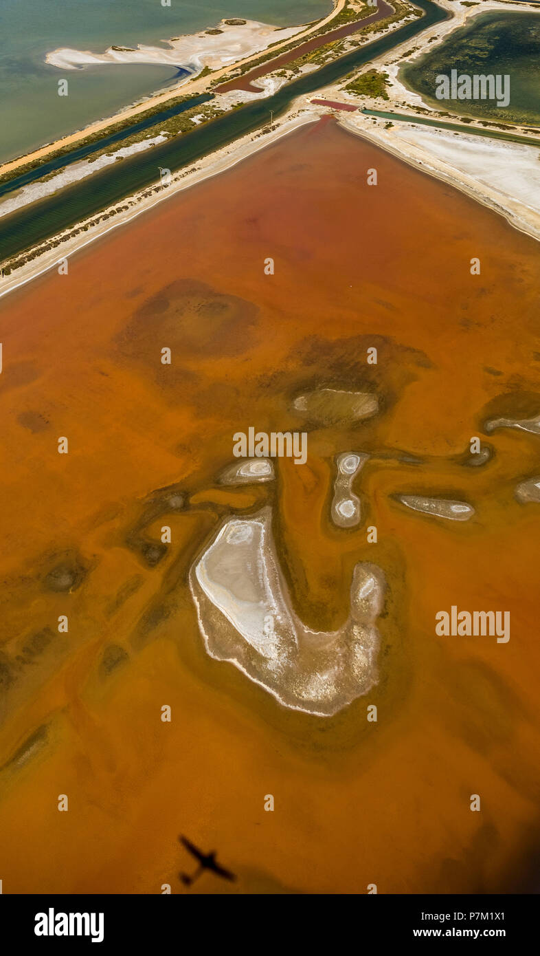 Fleur de Sel auf den Oberflächen der Salz Verdunstungsteichen, Petite Camargue, Frankreich, Stockfoto