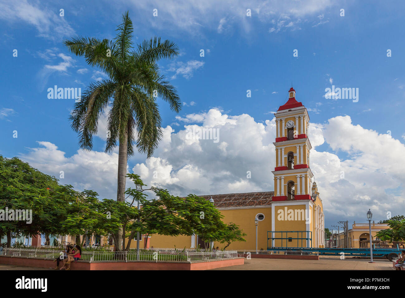 San Juan Batista Kirche, Plaza Marti, Remedios, Provinz Santa Clara, Kuba, Kuba, Großen Antillen, Karibik Stockfoto