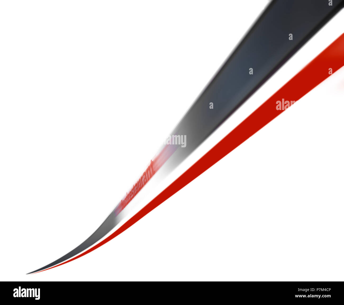 Zug, rote Streifen auf weißem Hintergrund, verschwommene Bewegung, entfremdet, [M], RailArt Stockfoto