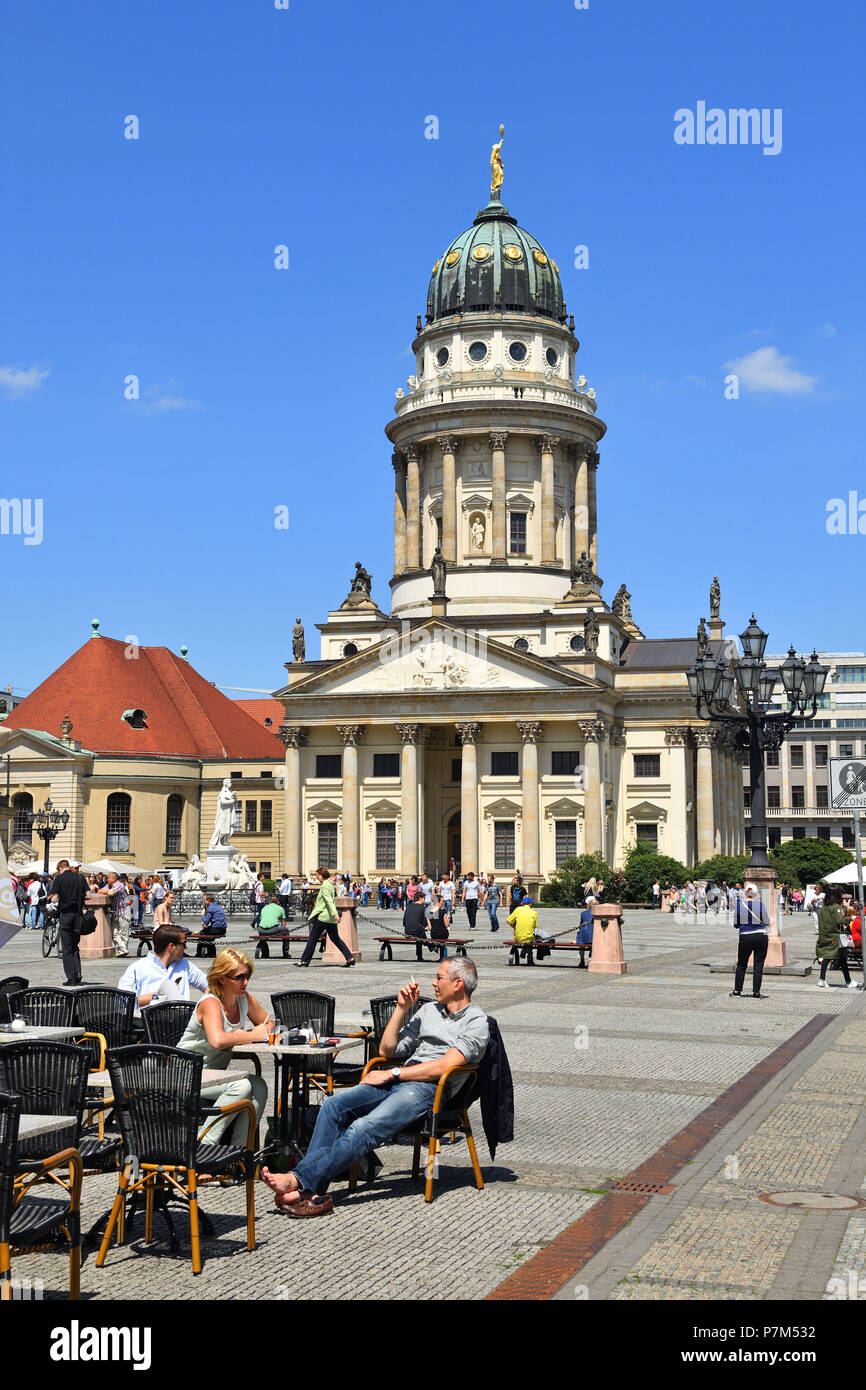 Deutschland, Berlin, Berlin-Mitte, Gendarmenmarkt, Französische Kirche zwischen 1701 und 1705 gebaut von den Architekten Louis Gayard und Abraham Quesnay Stockfoto