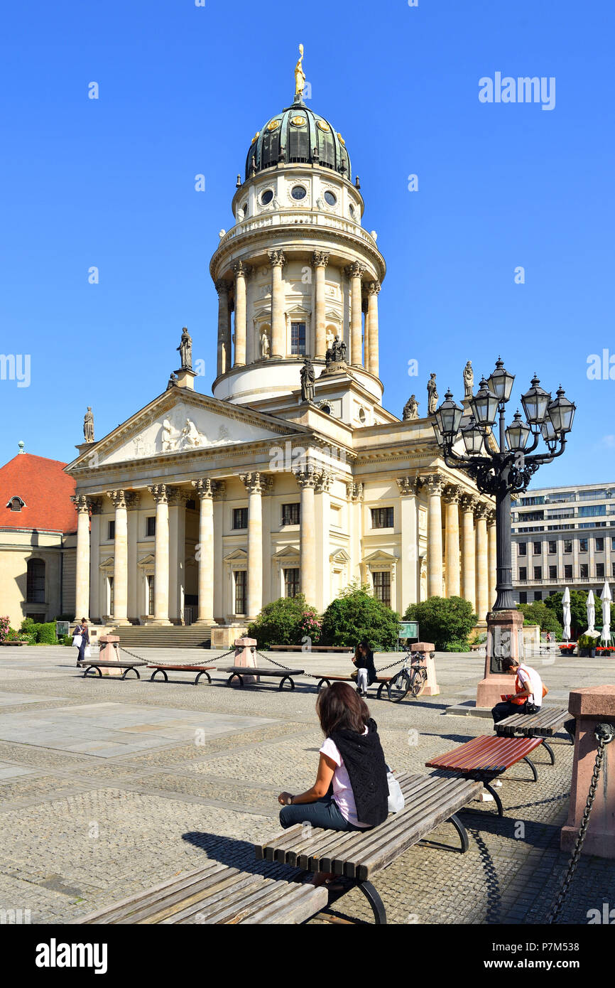 Deutschland, Berlin, Berlin-Mitte, Gendarmenmarkt, Französische Kirche zwischen 1701 und 1705 gebaut von den Architekten Louis Gayard und Abraham Quesnay Stockfoto