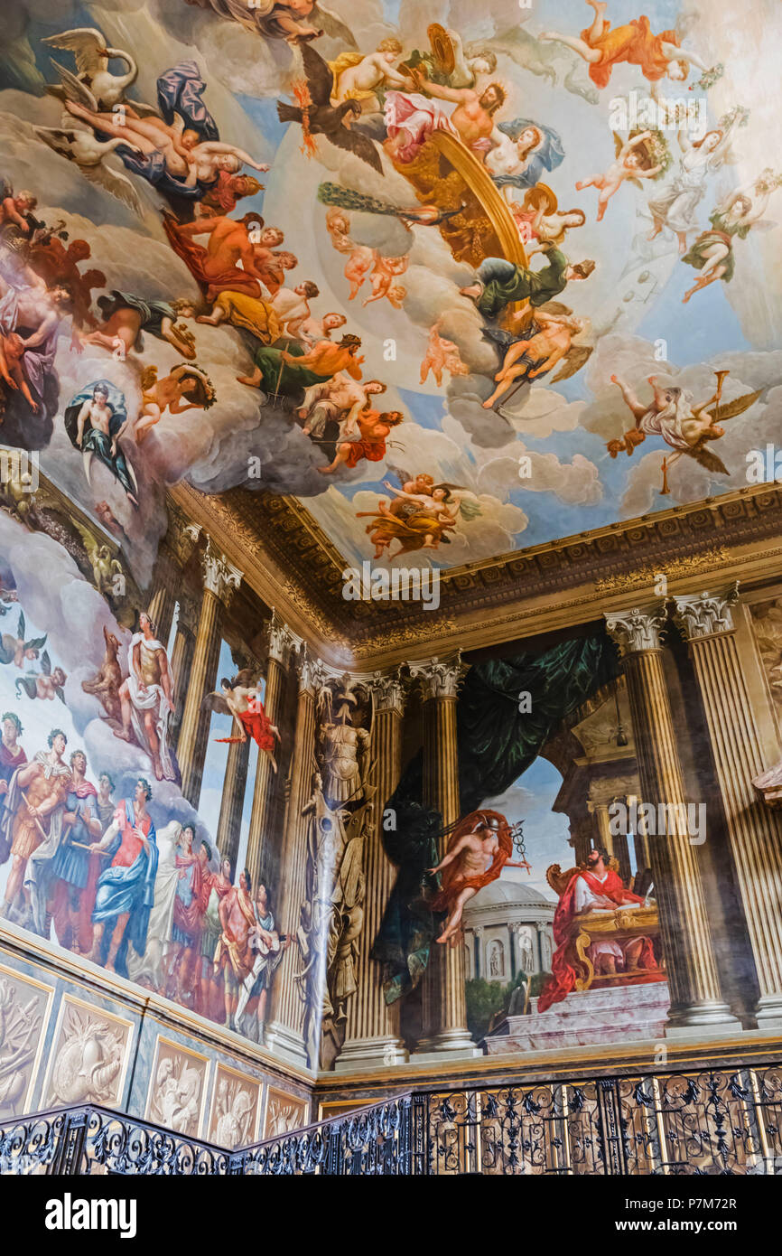 England, Middlesex, London, Kingston-upon-Thames, Hampton Court Palace, William III Apartments, Des Königs Treppe Stockfoto