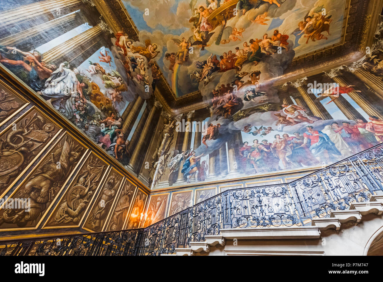 England, Middlesex, London, Kingston-upon-Thames, Hampton Court Palace, William III Apartments, Des Königs Treppe Stockfoto