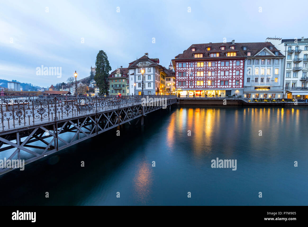 Riverside von Reuss, Luzern Bezirk, Kanton Luzern, Schweiz Stockfoto