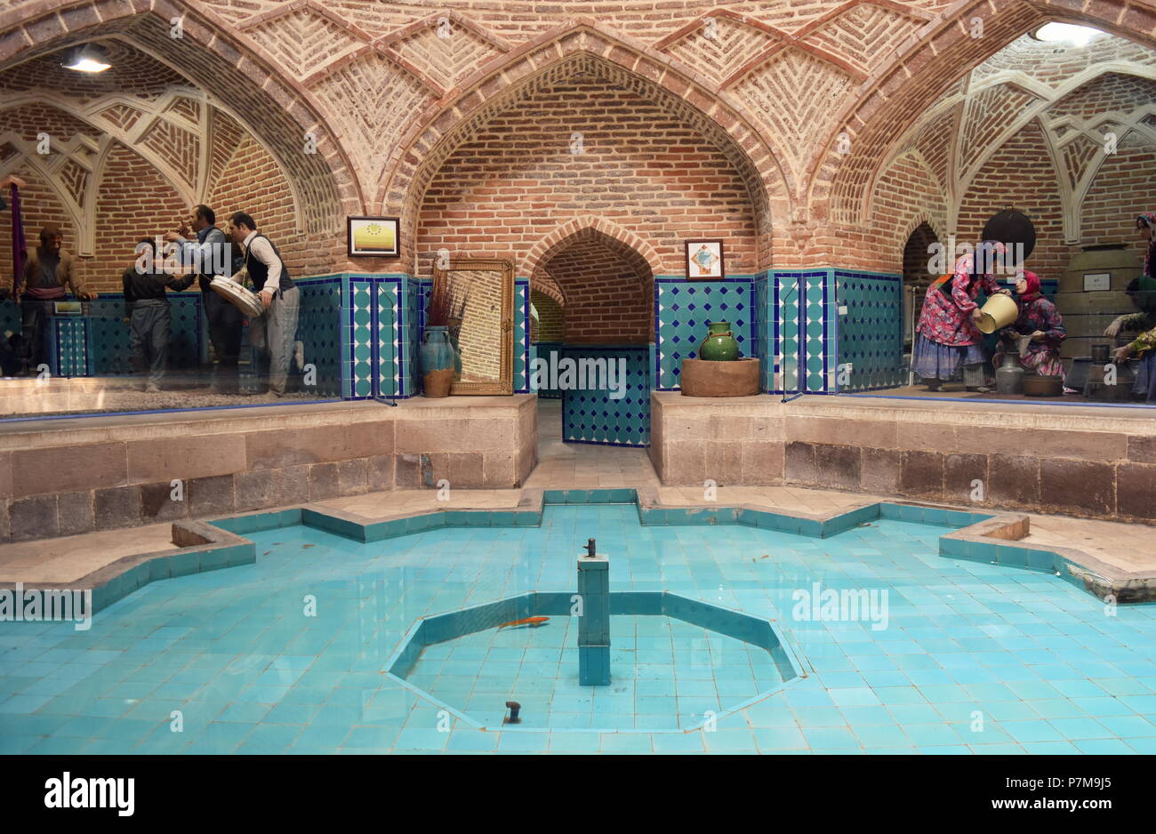 Alte öffentliche Bäder des Nahen Ostens und Seidenstraße in einem historischen Museum in Qazvin, Iran Stockfoto