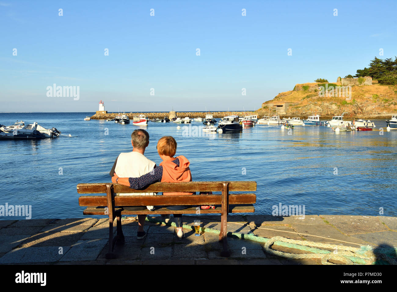 Frankreich, Morbihan, Belle Ile En Mer, Sauzon Hafen Stockfoto