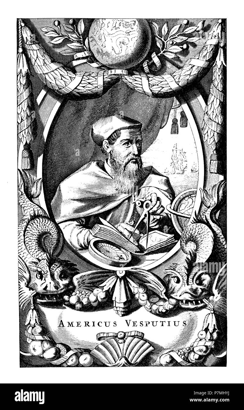 Portrait von Amerigo Vespucci. Nach D. Dapper ' Der unbekannte Neue