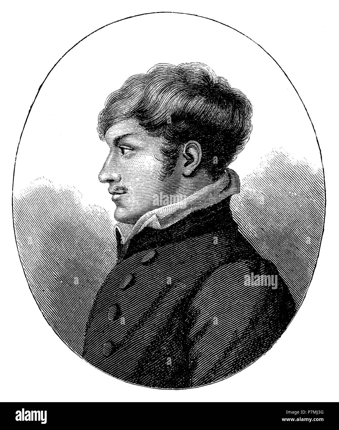 Ernst Schulze. Nach einem zeitgenössischen Kupferstich, 1881 Stockfoto