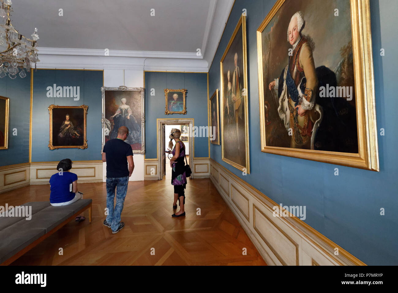 Deutschland, Berlin, Charlottenburg, Schloss Charlottenburg Schloss war die Sommerresidenz der Preußischen Könige, Blaue Satin Zimmer Stockfoto