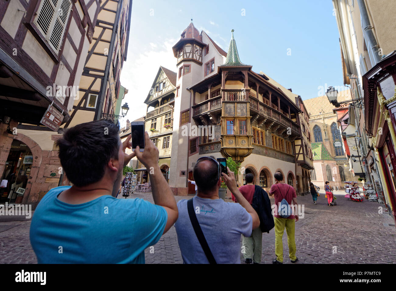 Frankreich, Haut Rhin, Alsace Weinstraße, Colmar, Maison Pfister mit Stil der Renaissance (1537) in der Rue des Marchands Stockfoto