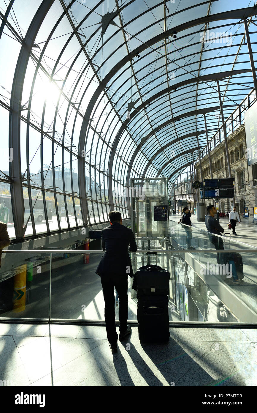 Frankreich, Bas Rhin, Straßburg, Glasdach der Bahnhof von dem Architekten Jean Marie Duthilleul des Architekturbüros Arep Stockfoto