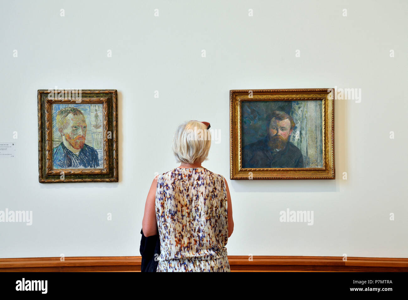 Schweiz, Basel, Museum der Bildenden Künste Kunstmuseum, Selbstbildnis mit einem japanischen Drucken von Vincent Van Gogh und Portrait des Malers Achille Franchi-Taylor von Paul Gauguin Stockfoto