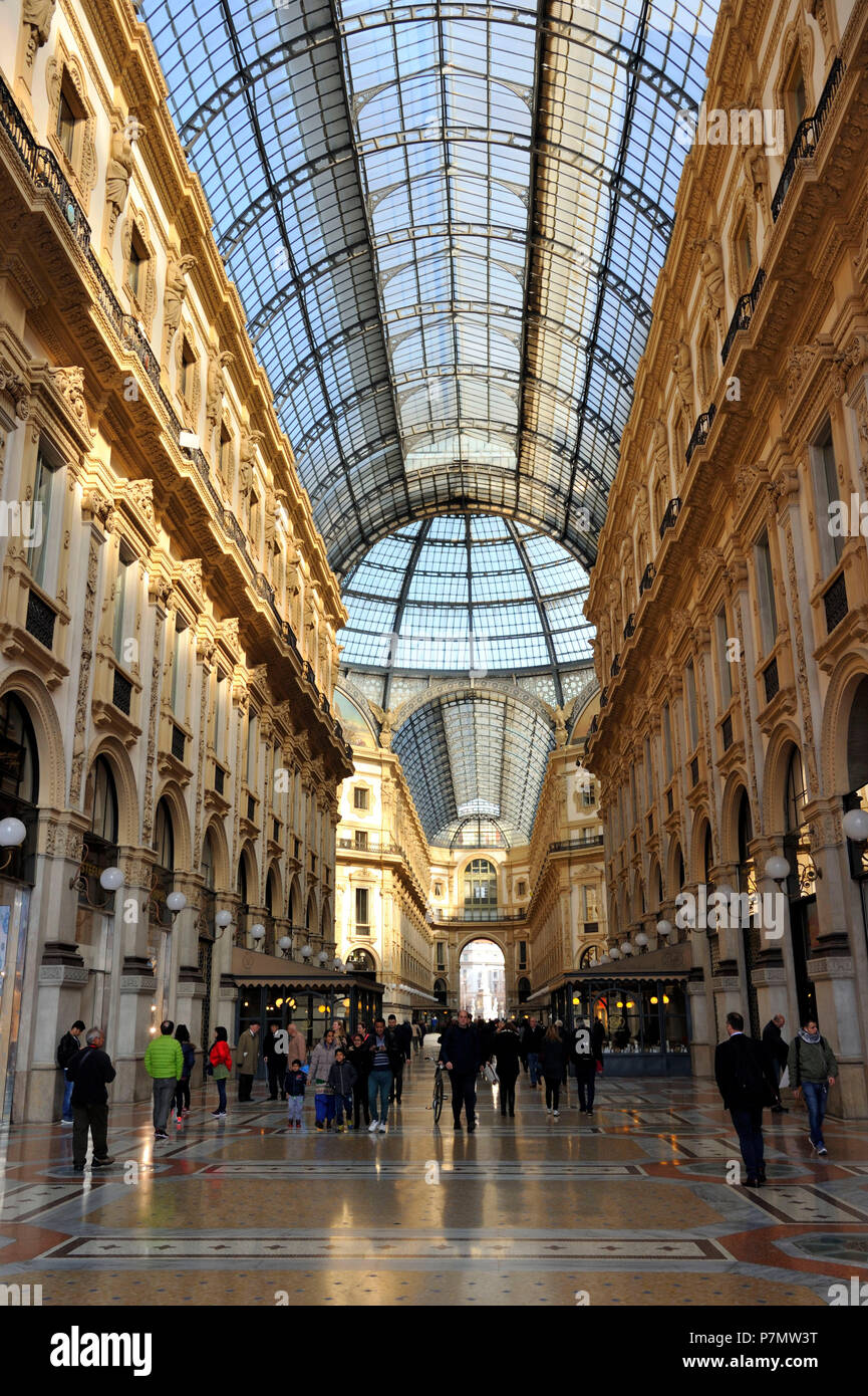 Italien, Lombardei, Mailand, Galerie Vittorio Emmanuel II, Einkaufspassage, erbaut im 19. Jahrhundert von Giuseppe Mengoni Stockfoto