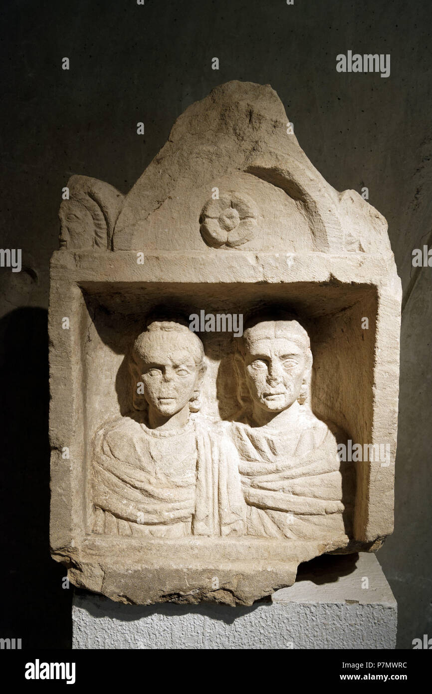 Frankreich, Rhone, Lyon, historische Stätte als Weltkulturerbe von der UNESCO, Colline de Fourviere, gallo-römische Museum von Fourvière, funerary Stele von Lyon Damen aus dem 3. Jahrhundert Stockfoto