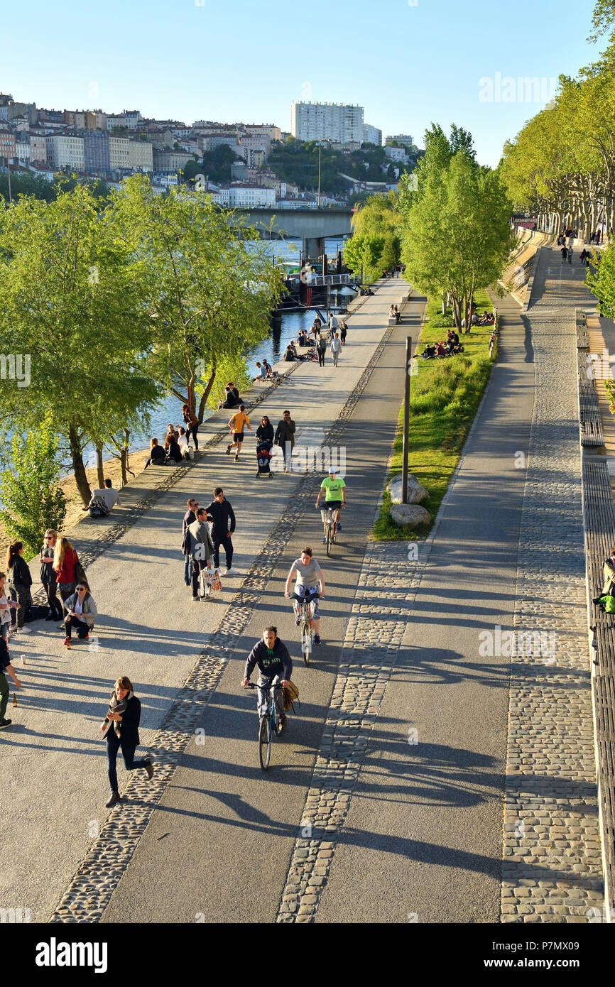 Frankreich, Rhone, Lyon, historische Stätte als Weltkulturerbe von der UNESCO, Rhone, Banken Stockfoto