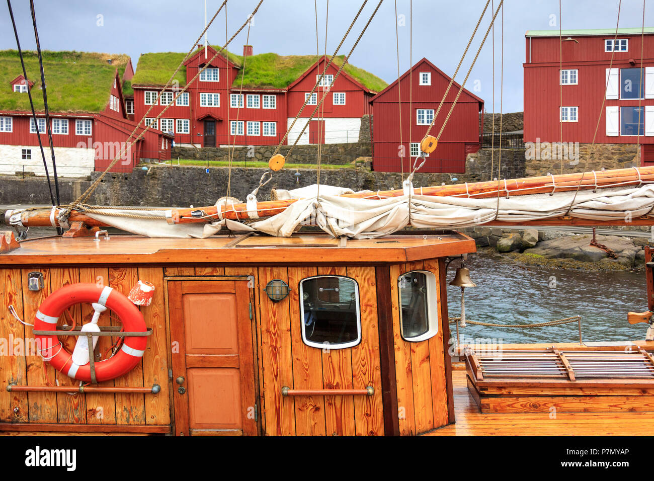 Traditionelle Holz- Boot, Torshavn, Streymoy Island, Färöer, Dänemark Stockfoto