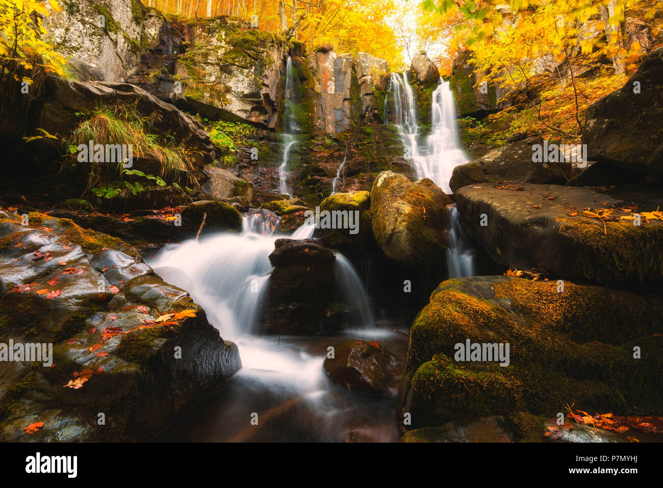 Dardagna der Wasserfall in Italien, Emilia Romagna Bezirk, Europa, Stockfoto