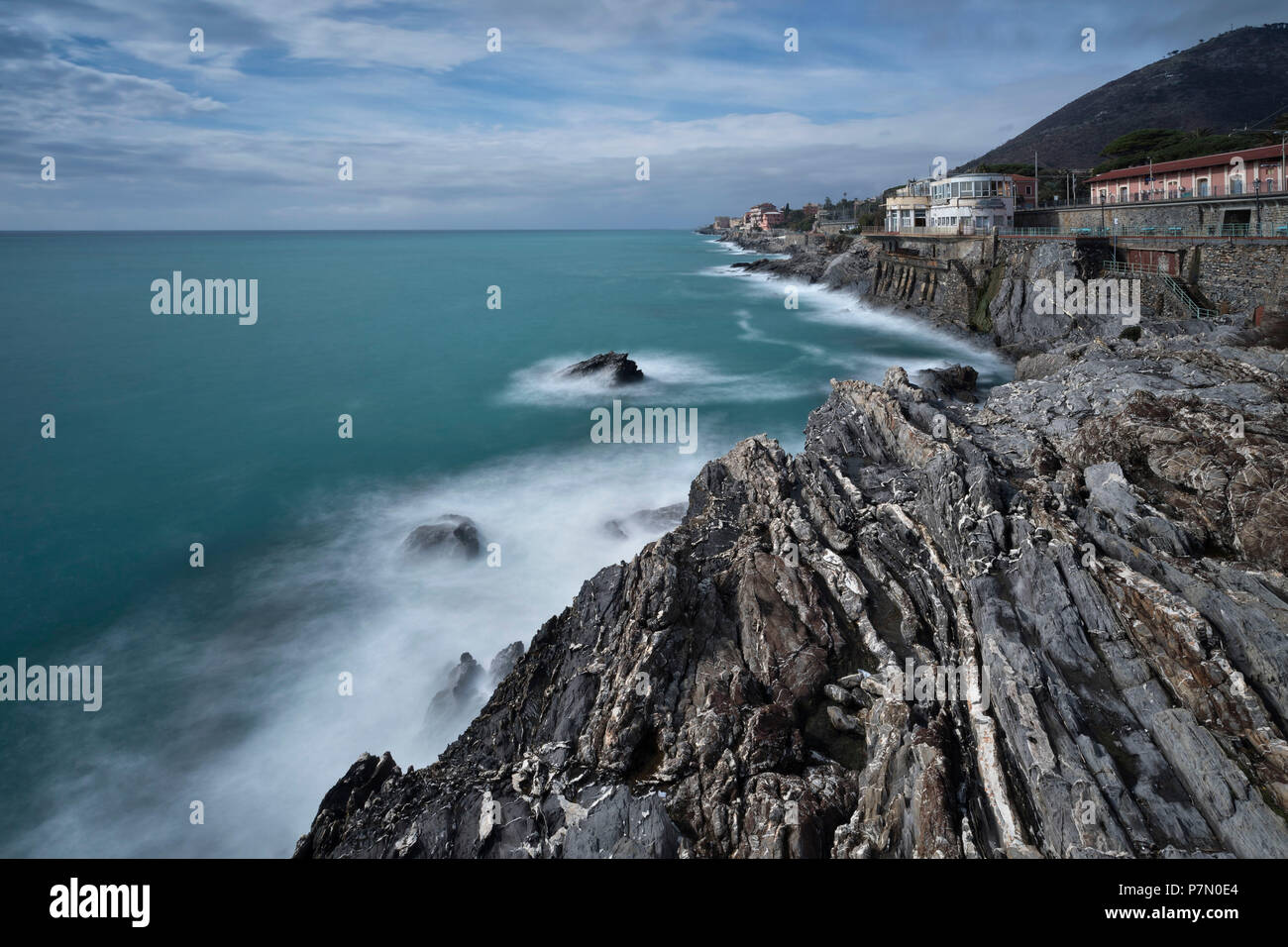 Felsen in Genova Nervi, Gemeinde Genua, Ligurien, Italien, Europa Stockfoto