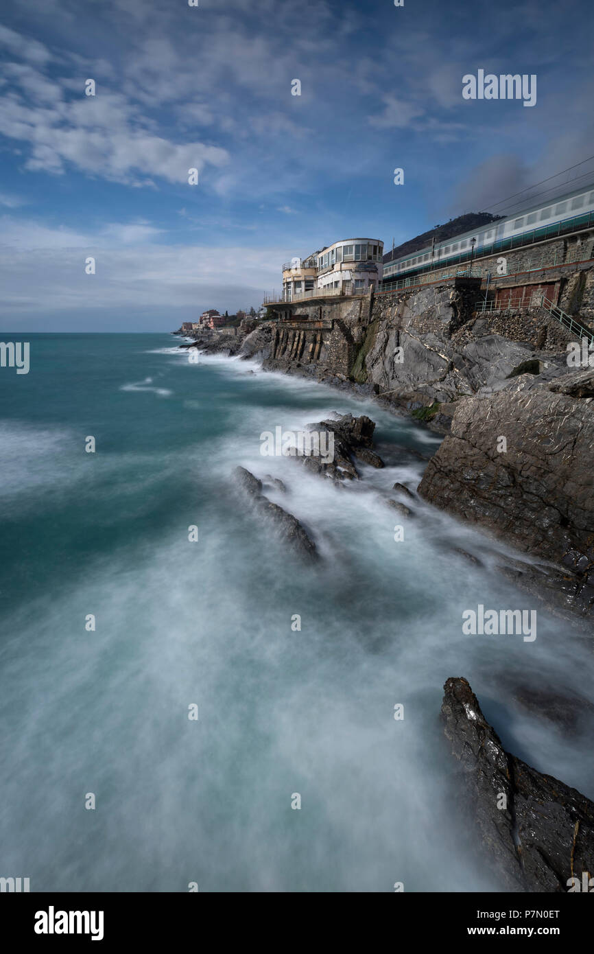 Felsen in Genova Nervi, Gemeinde Genua, Ligurien, Italien, Europa Stockfoto