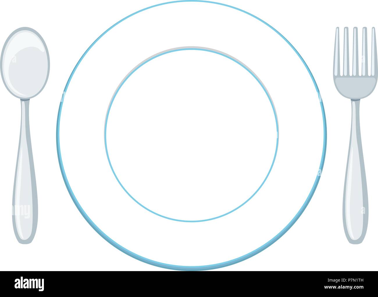 Eine Leere Teller Mit Loffel Und Gabel Abbildung Stock Vektorgrafik Alamy