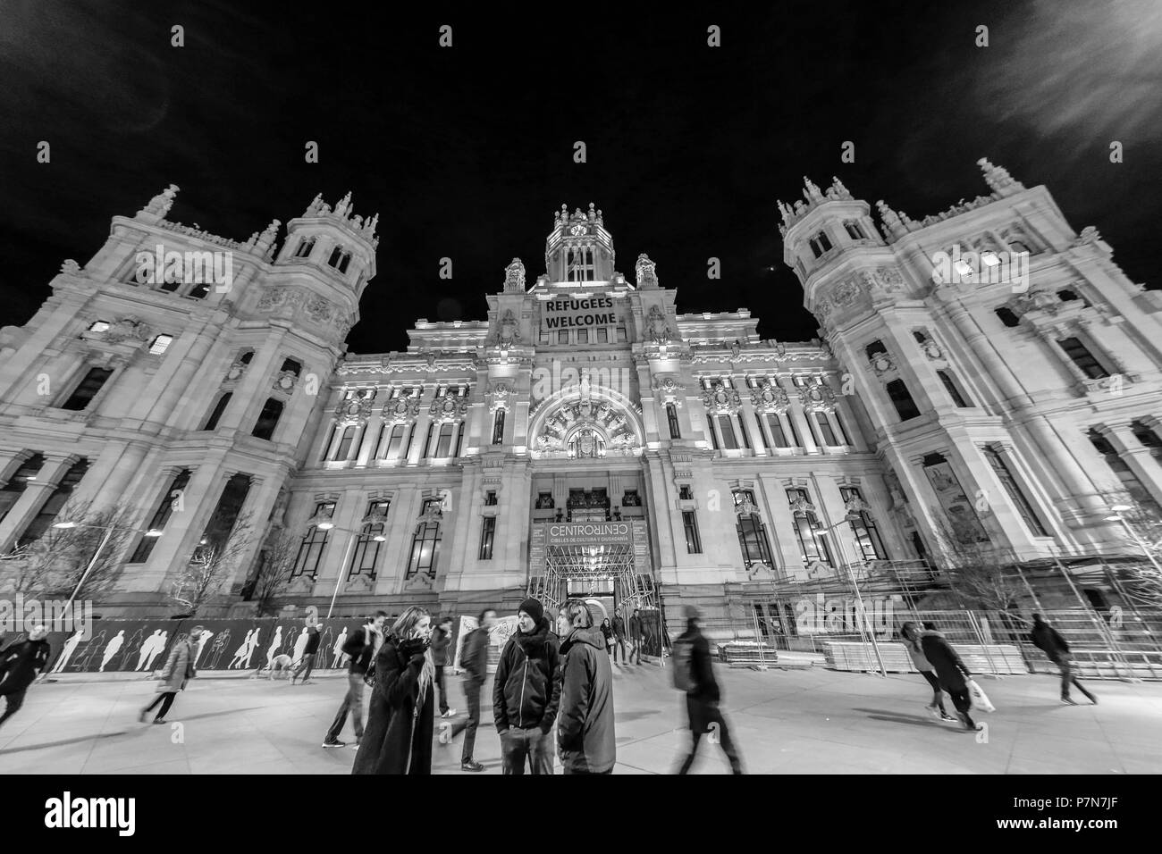 Kommunikation Palace (Rathaus) von der Plaza de Cibeles. Madrid, Spanien Stockfoto