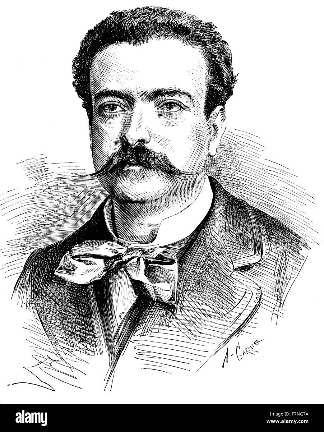 Antonio Vico Pintós (1840-1902), Schauspieler y escritor Español. Grabado de 1880. Stockfoto