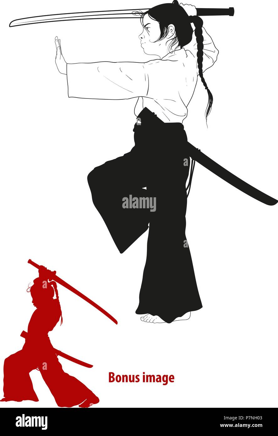 Mädchen Training mit Schwert Stock Vektor