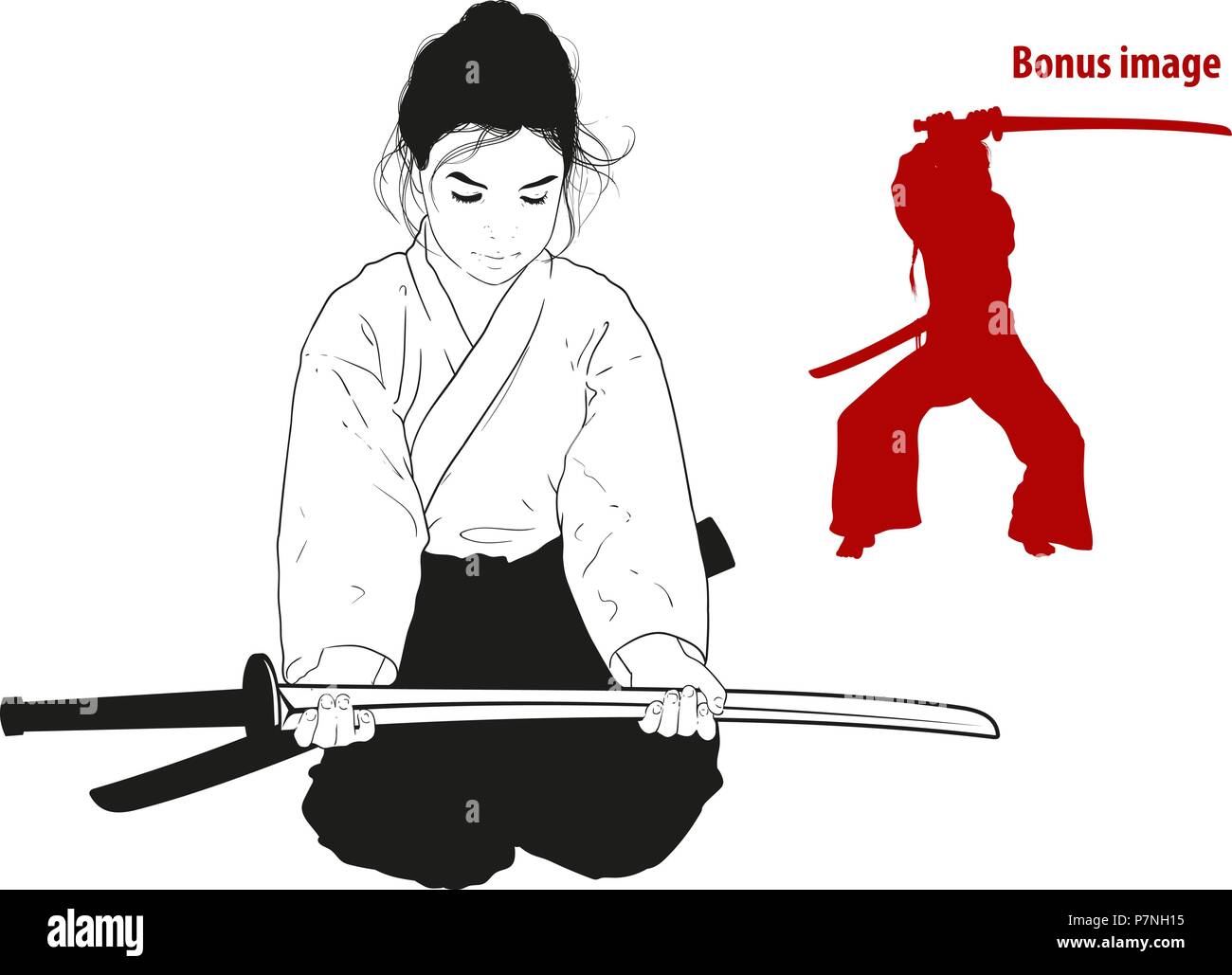 Mädchen Training mit Schwert Stock Vektor
