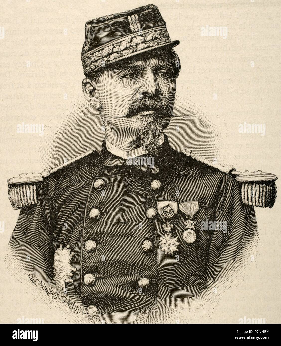 Antoine Chanzy (1823-1883). Französischer General und Gouverneur von Algerien. Porträt. Kupferstich von Klose. "Historia de Francia", 1883. Stockfoto