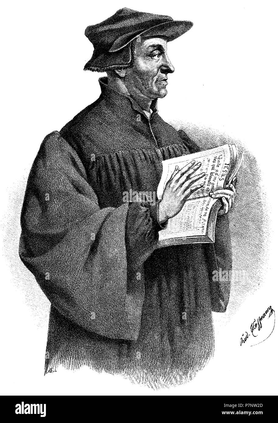 Ulrich Zwingli. Nach einer Lithographie von Rudolf Hoffmann, Ludwig Hoffmann 1881 Stockfoto
