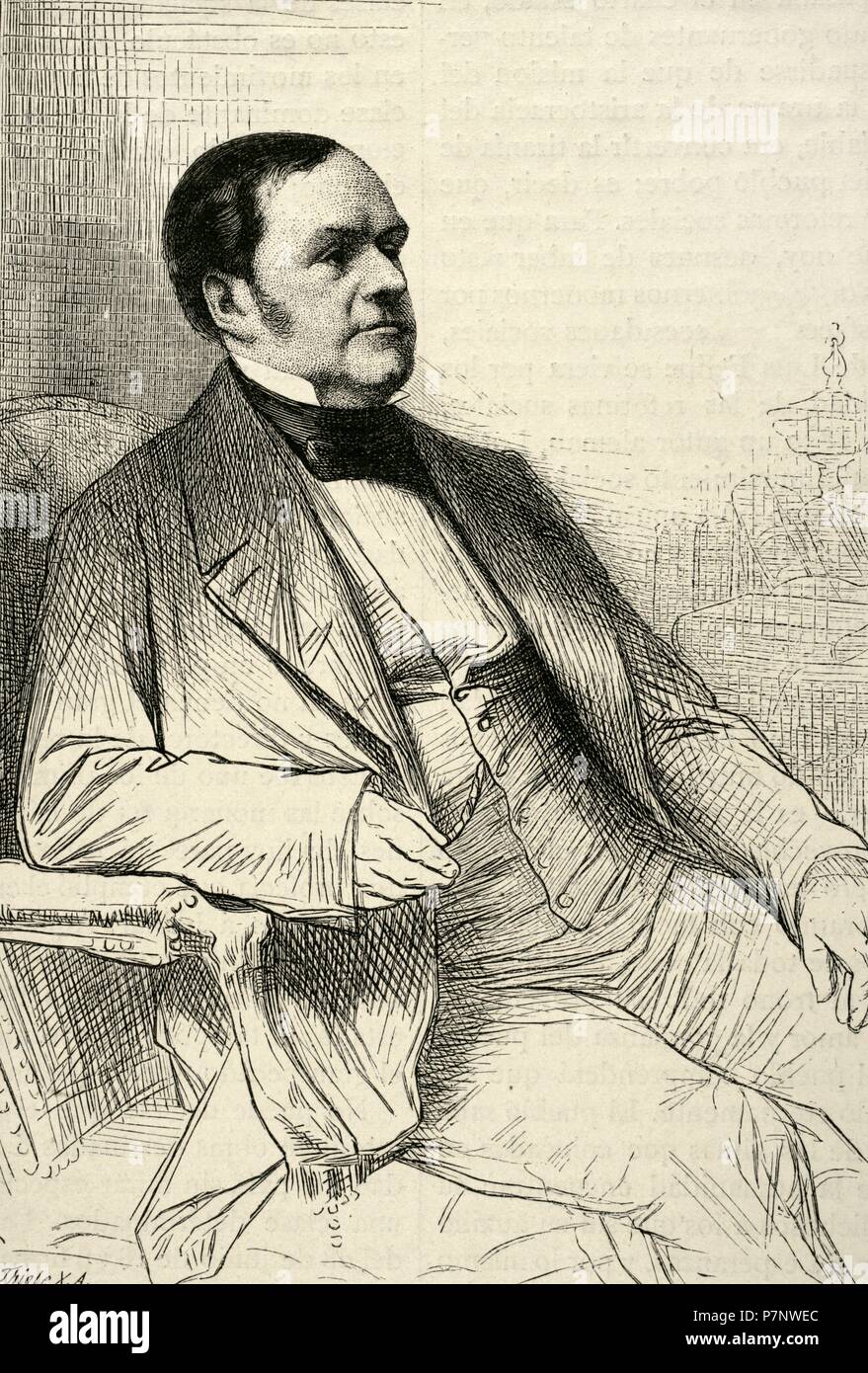 Graf Charles Marie Tanneguy Duchatel (1803-1867). Französischer Politiker. Porträt. Kupferstich von Thiele. "Historia de Francia", 1881. Stockfoto