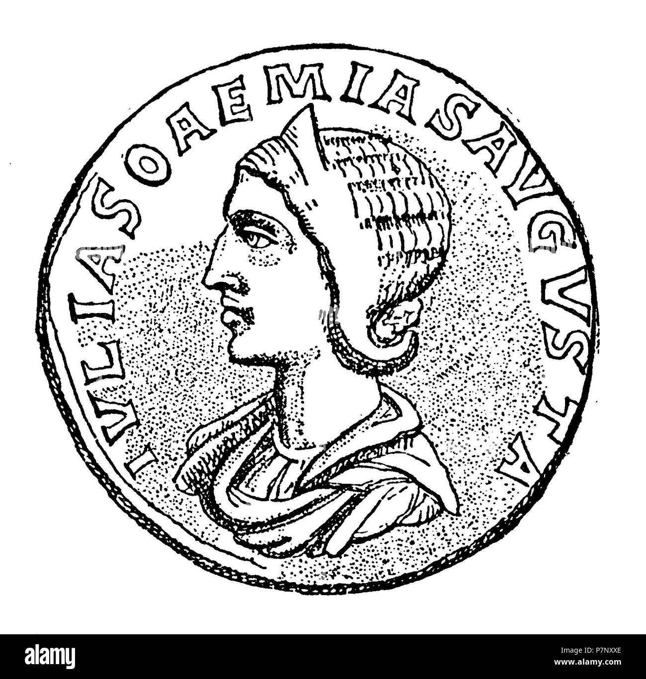 Julia Soaemias Bassiana < Auch schriftliche Sohaemias, † 11. März 222 in Rom >. Münze Portrait nach Fröhner, 1899 Stockfoto