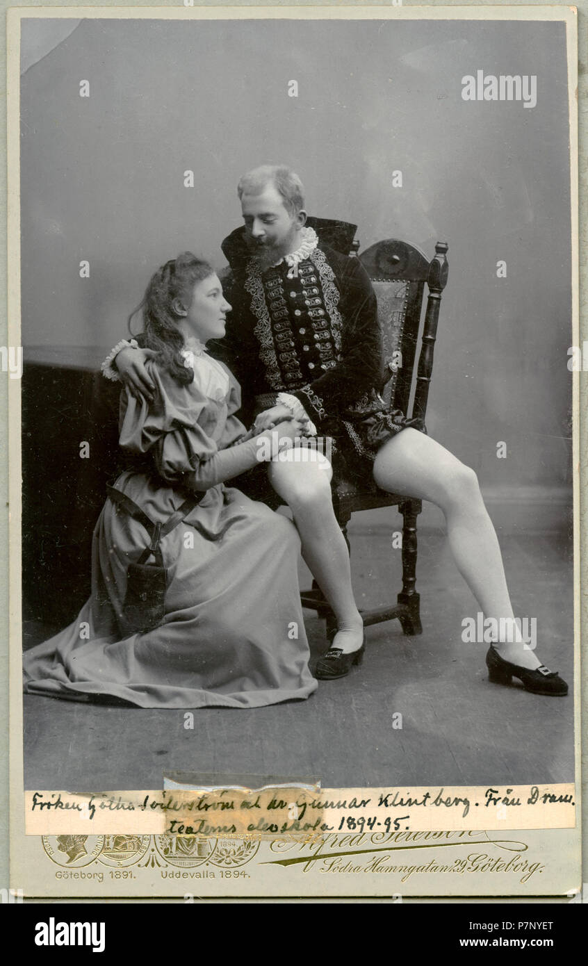 Götha Söderström & Gunnar Klintberg ich okända Walze. Dramatiska teaterns elevskola 1894-95 179 Götha Söderström &Amp; Gunnar Klintberg, rollporträtt - SMV-H 4 219 Stockfoto