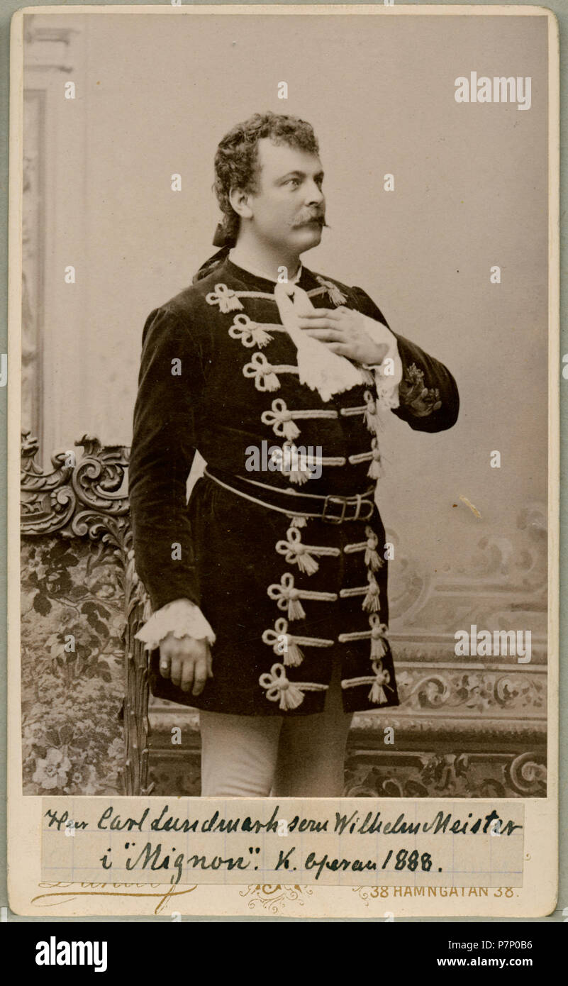 Carl Lundmark som Wilhelm Meister ich Mignon, Kungliga Operan 1888 61 Carl Lundmark, rollporträtt - SMV-H6 017 Stockfoto