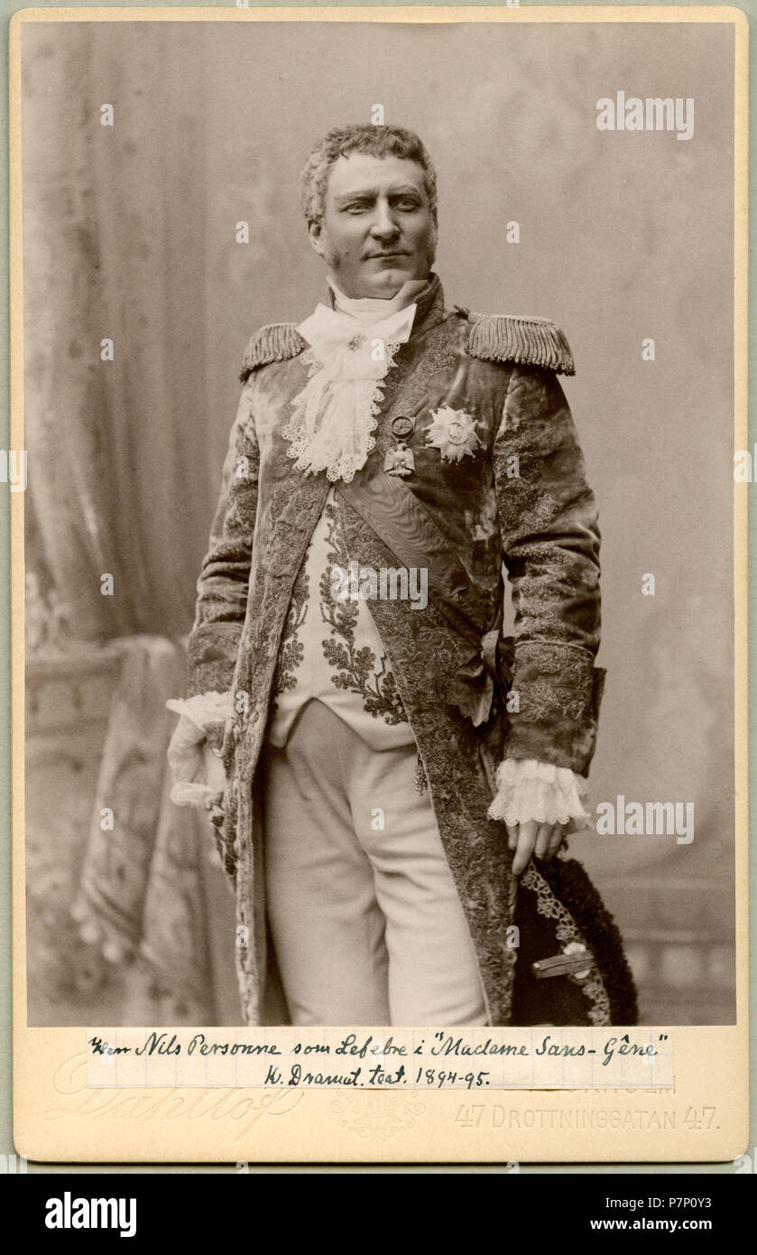Nils Personne som Lefebvre ich Madame Sans-Gêne, Kungliga Dramatiska Teatern 1895 288 Nils Personne, rollporträtt - SMV-H6 202 Stockfoto