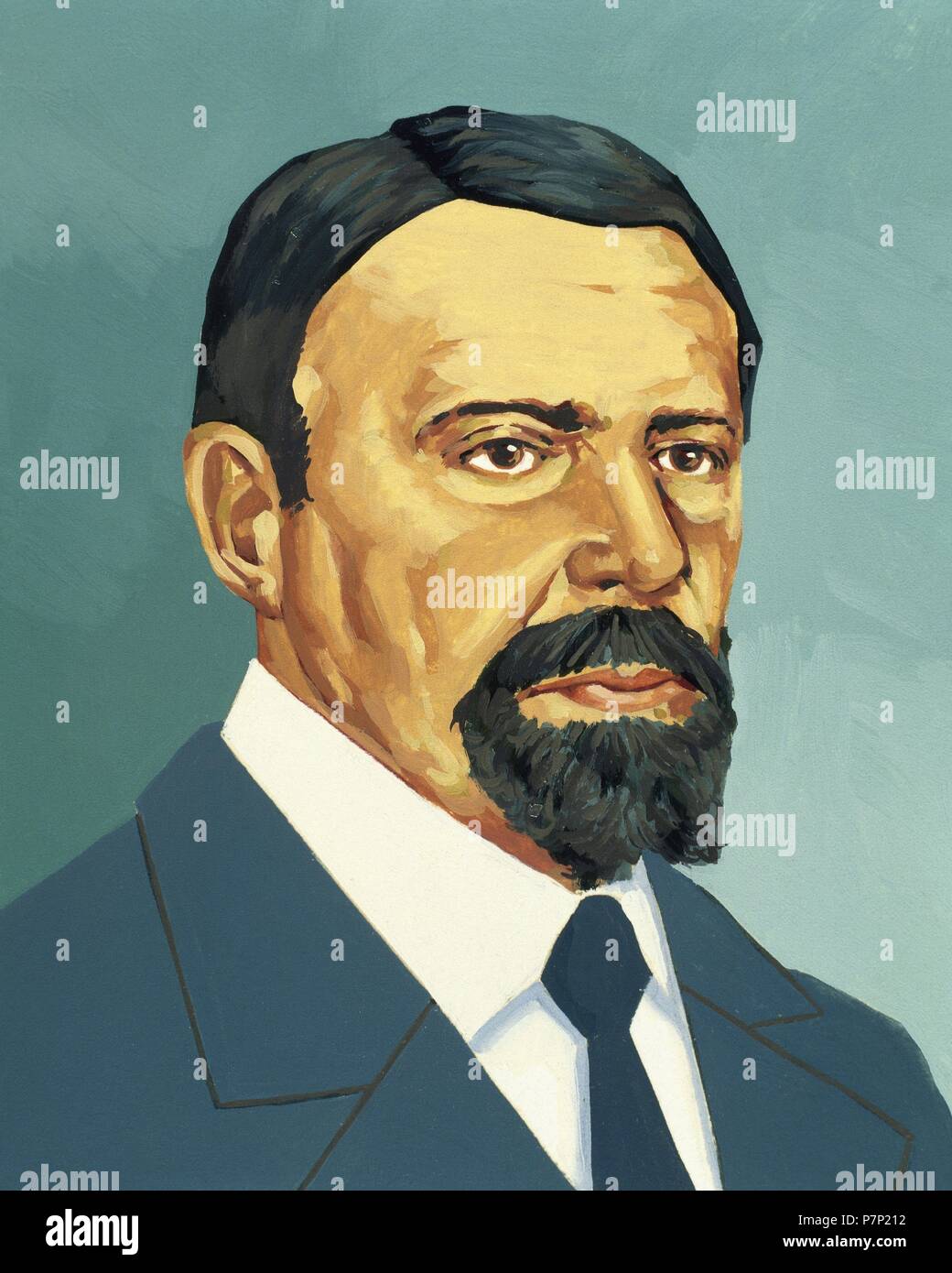 Max Weber (1864-1920). Der deutsche Soziologe, Philosoph, Jurist und Volkswirt. Porträt. Aquarell. Stockfoto