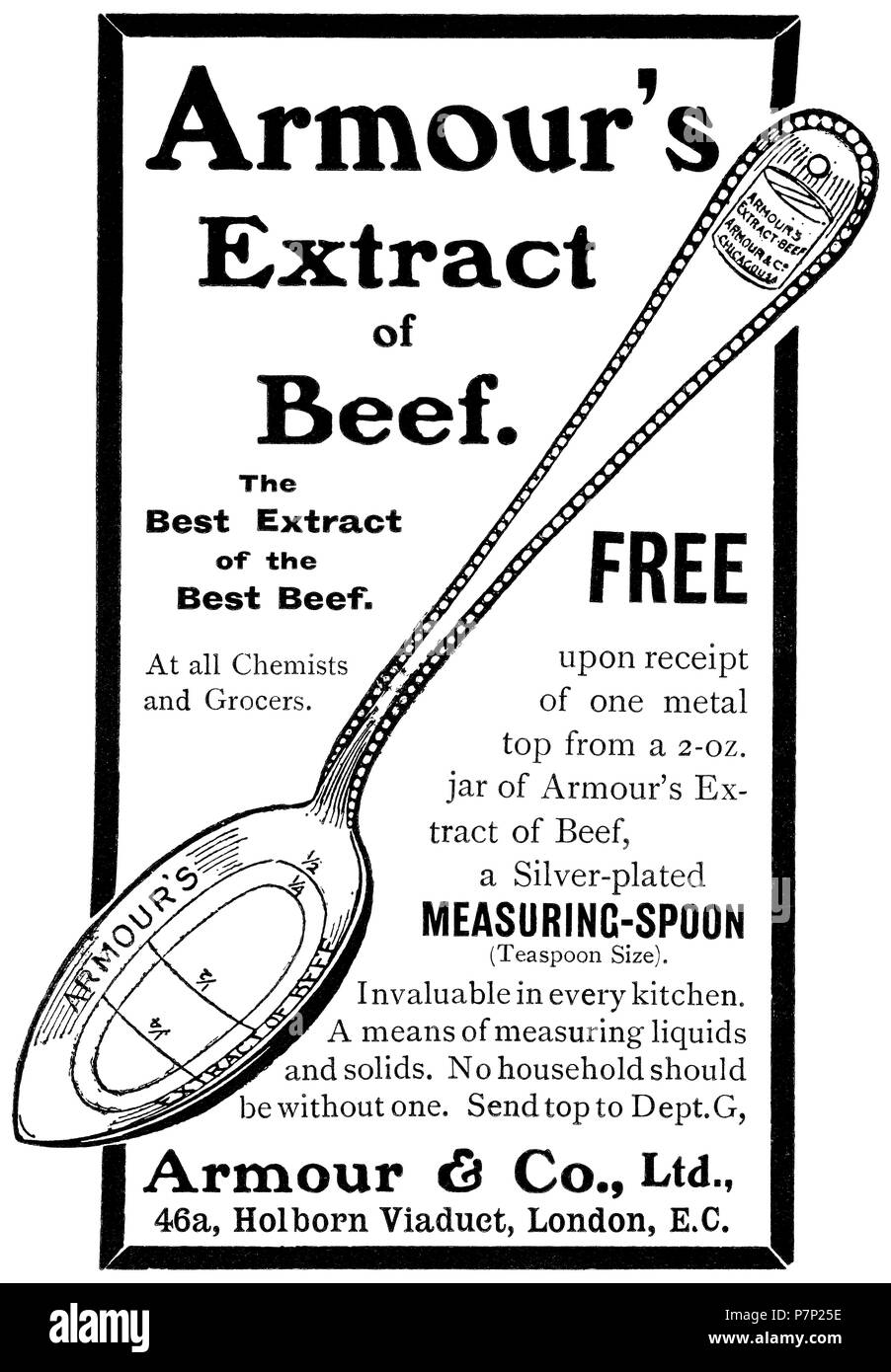 1904 britischen Werbung für Armour Auszug aus Rindfleisch. Stockfoto