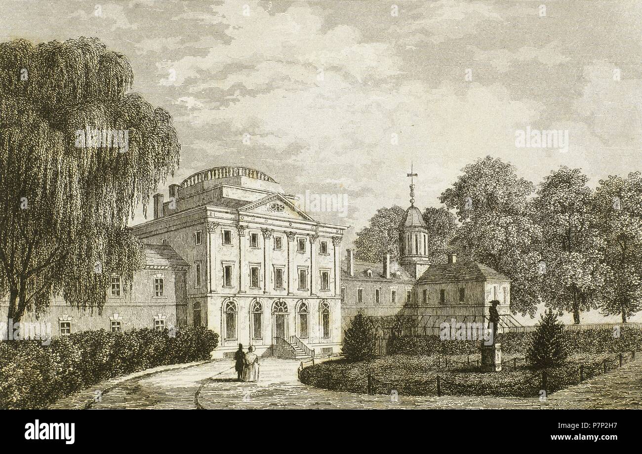 USA. Pennsylvania. Philadelphia. Krankenhaus auf der Pine Street. Es wurde begonnen, im Jahre 1755 zu bauen. Gravur. Stockfoto