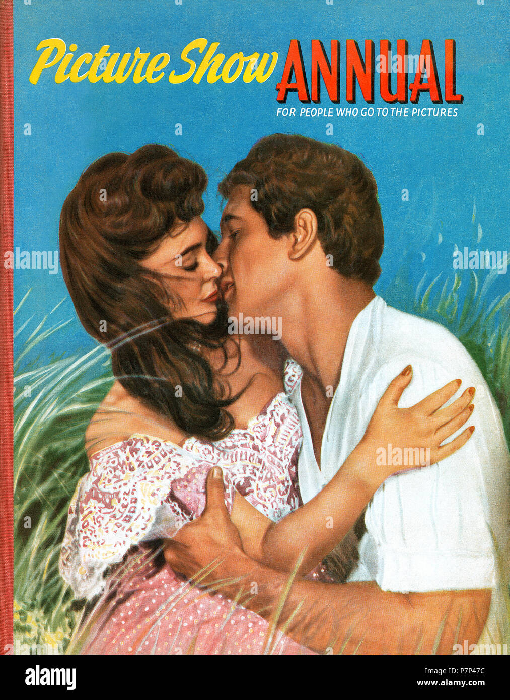 Vordere Abdeckung des Picture Show Jahresbericht, 1956, mit Rock Hudson und Barbara Rush im Film Captain Lightfoot. Stockfoto